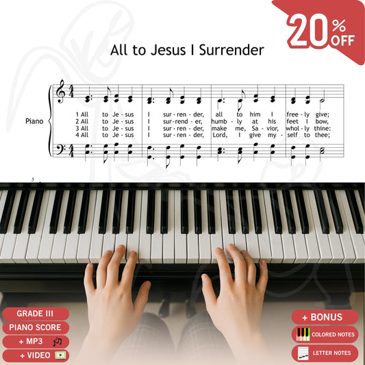 All to Jesus I Surrender piano and SATB choir sheet music PDF, downloadable and printable score with lyrics for Grade 3.