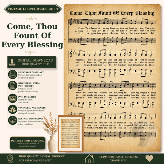 a sheet of music with the words come thou thou of every blessing