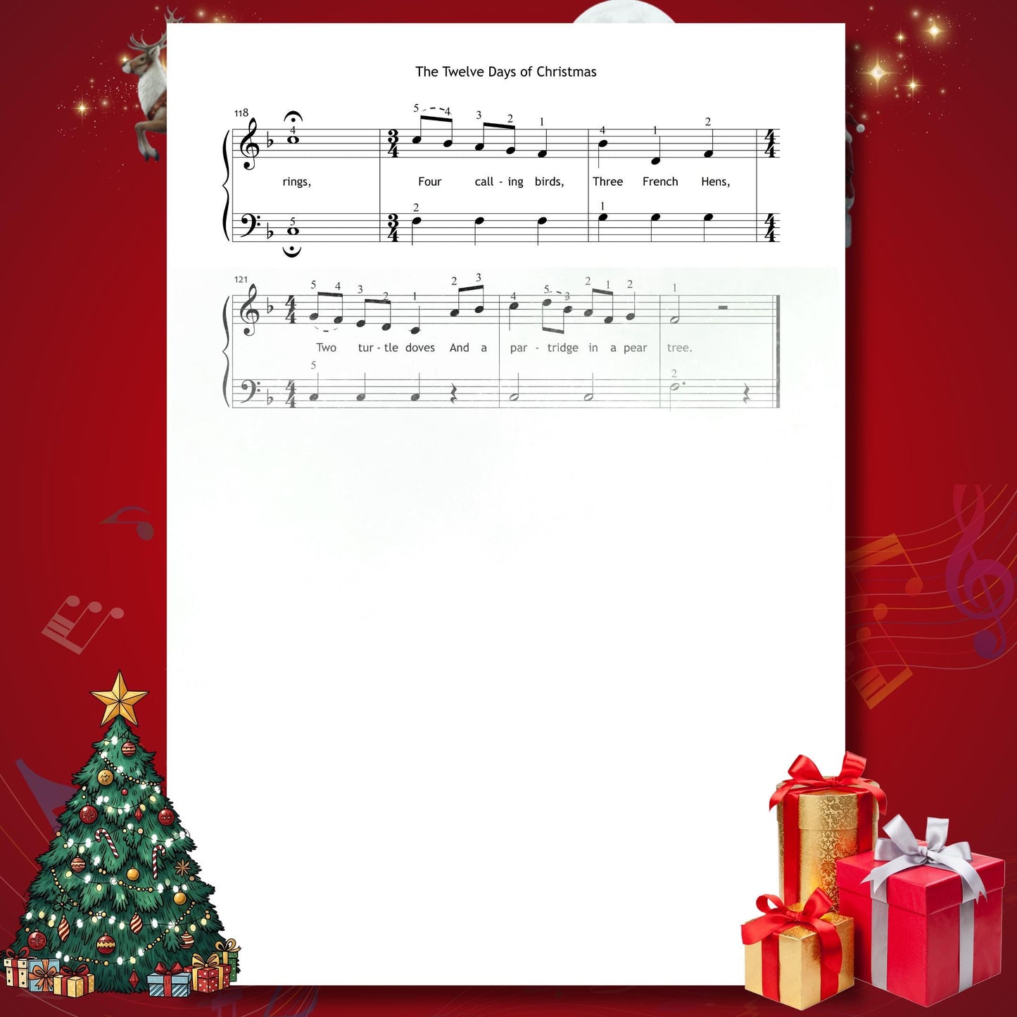 The Twelve Days of Christmas by Traditional beginner piano sheet music PDF provides teachers with a reliable Grade 1 holiday resource, combining lyrics with simplified notation for quick preparation in December lessons.