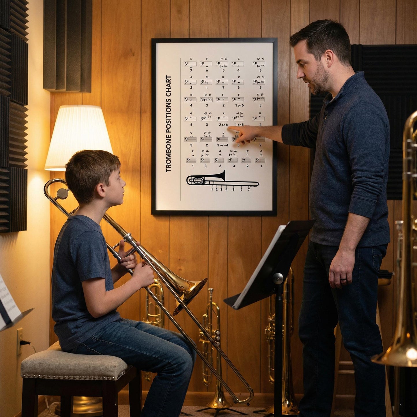 Trombone Slide Positions Chart - Beginner Brass Poster | Printable PDF Music Teaching Poster