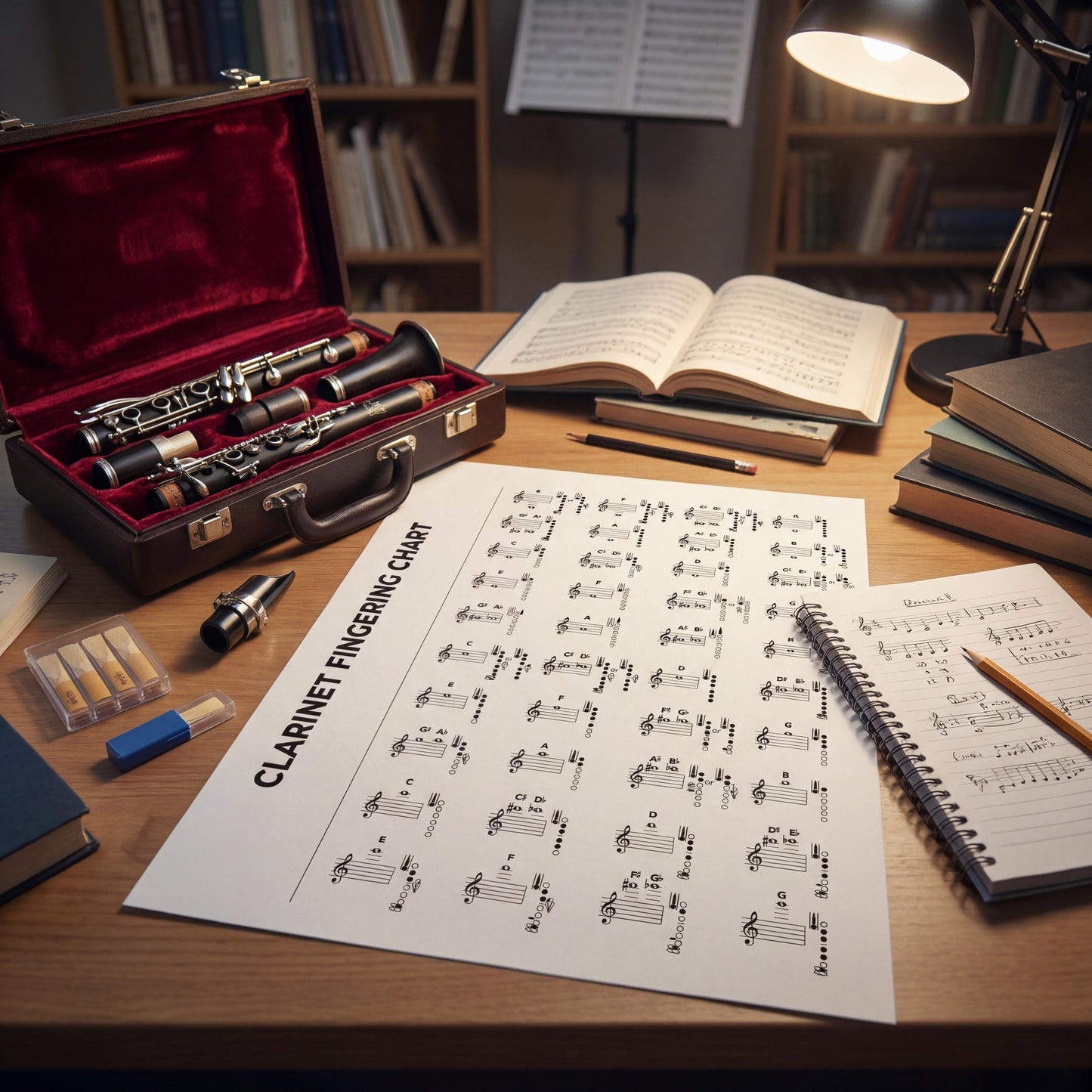 Clarinet Fingering Chart - Printable Clarinet Chart & Easy Note Diagram Poster