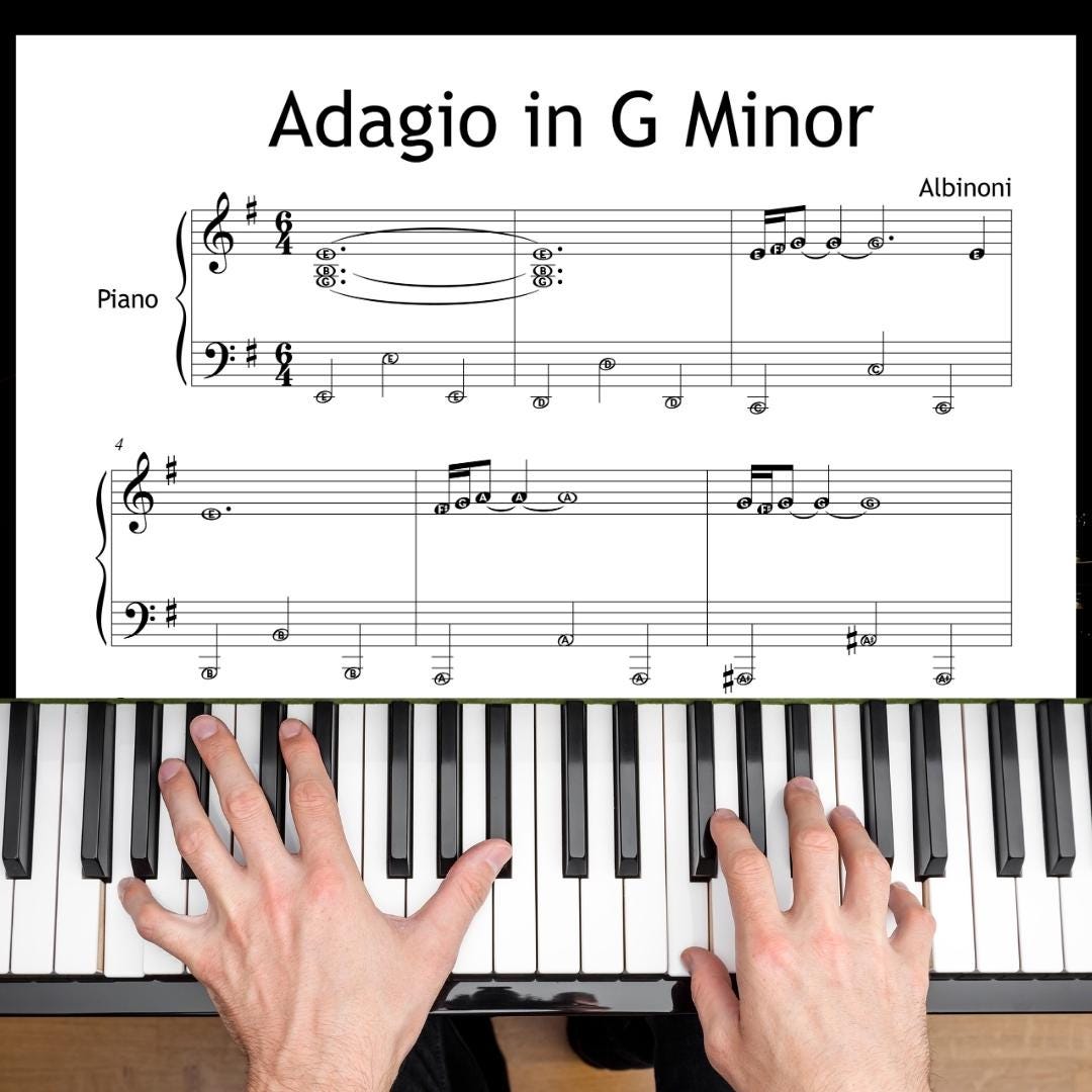 Adagio in G Minor - Tomaso Albinoni | Grade 3 Simplified Piano Sheet Music PDF Download
