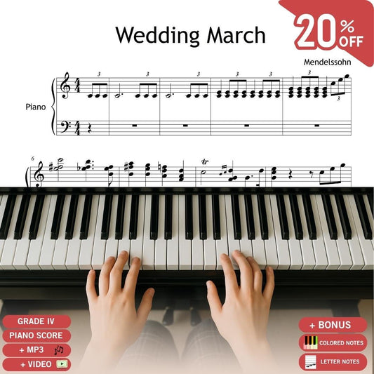 Wedding March Sheet Music - Easy Piano Music Grade 4 | Simplified Printable Score