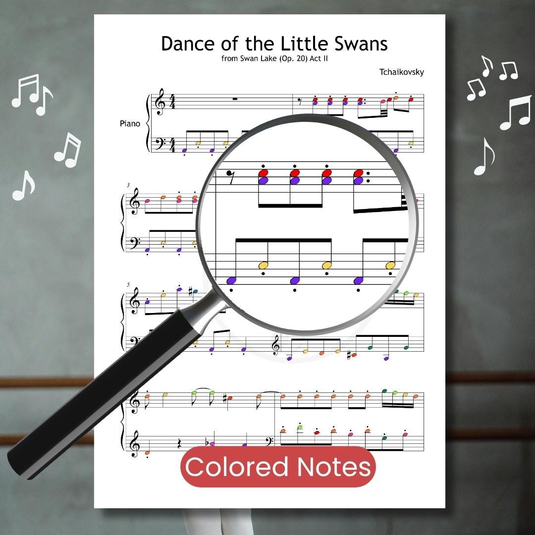 Dance of the Little Swans - Grade 2 Piano Sheet Music PDF | Simplified Classical Ballet