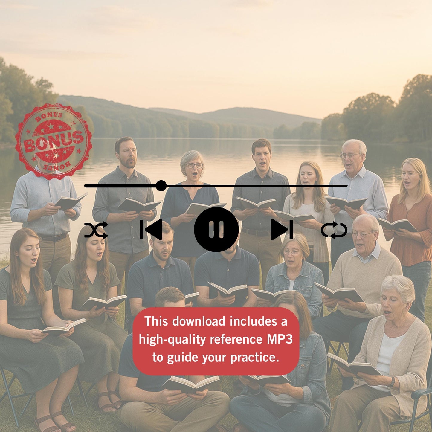 High-quality digital sheet of Let There Be Peace on Earth, arranged for SATB choir and piano.
Includes tutorial video for visual learners and detailed part preparation.