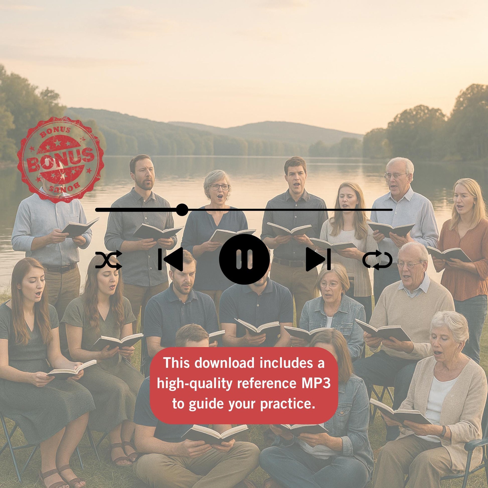 High-quality digital sheet of Let There Be Peace on Earth, arranged for SATB choir and piano.
Includes tutorial video for visual learners and detailed part preparation.