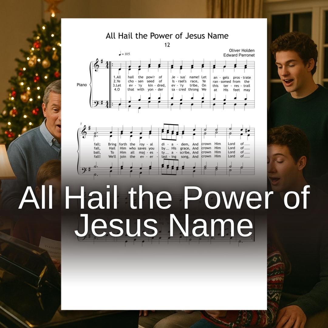 All Hail the Power of Jesus Name | SATB Choir Sheet, Piano Hymn Score, Printable Church PDF