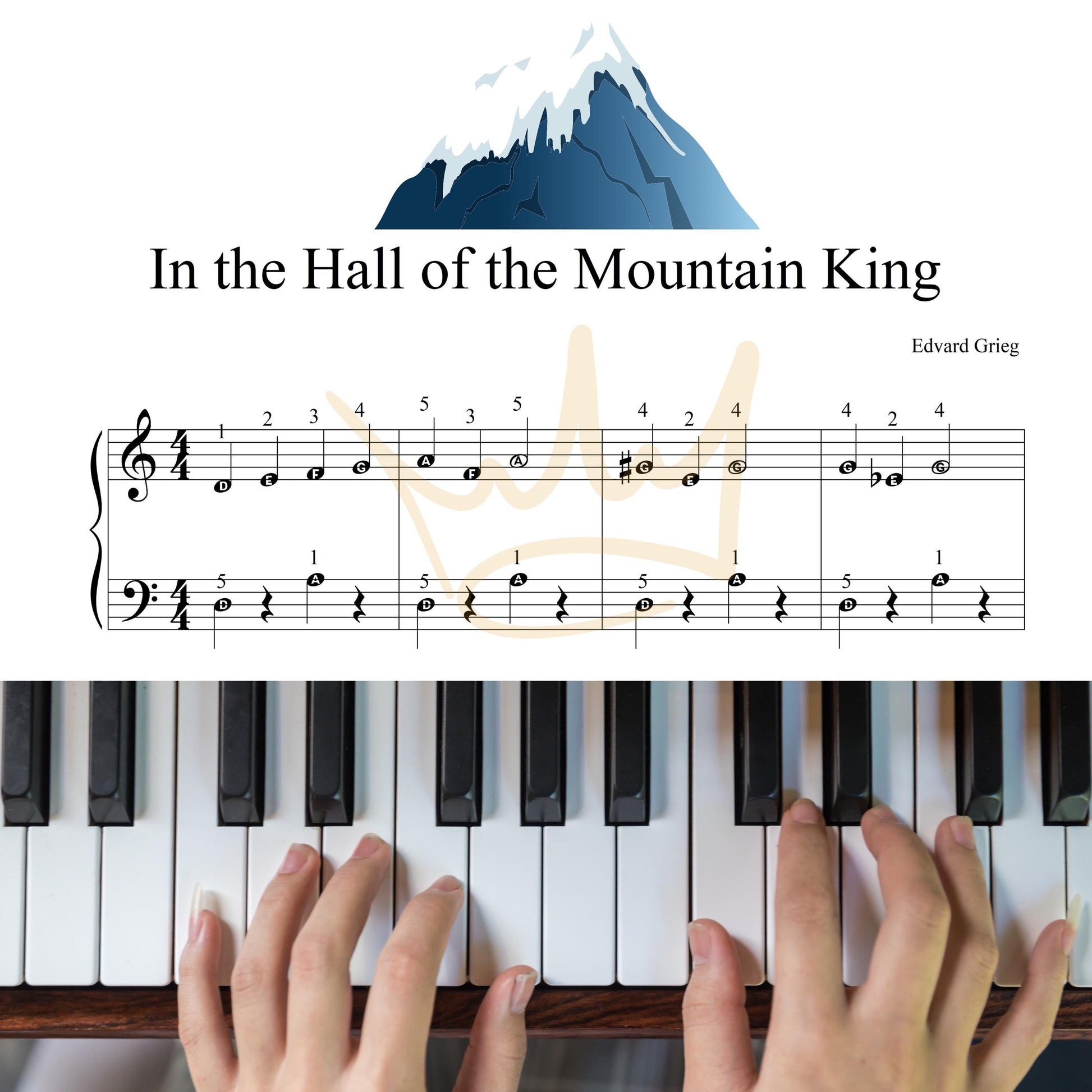 In the Hall of the Mountain King – Very Easy Piano Sheet Music (Digital Download with Finger Numbers)