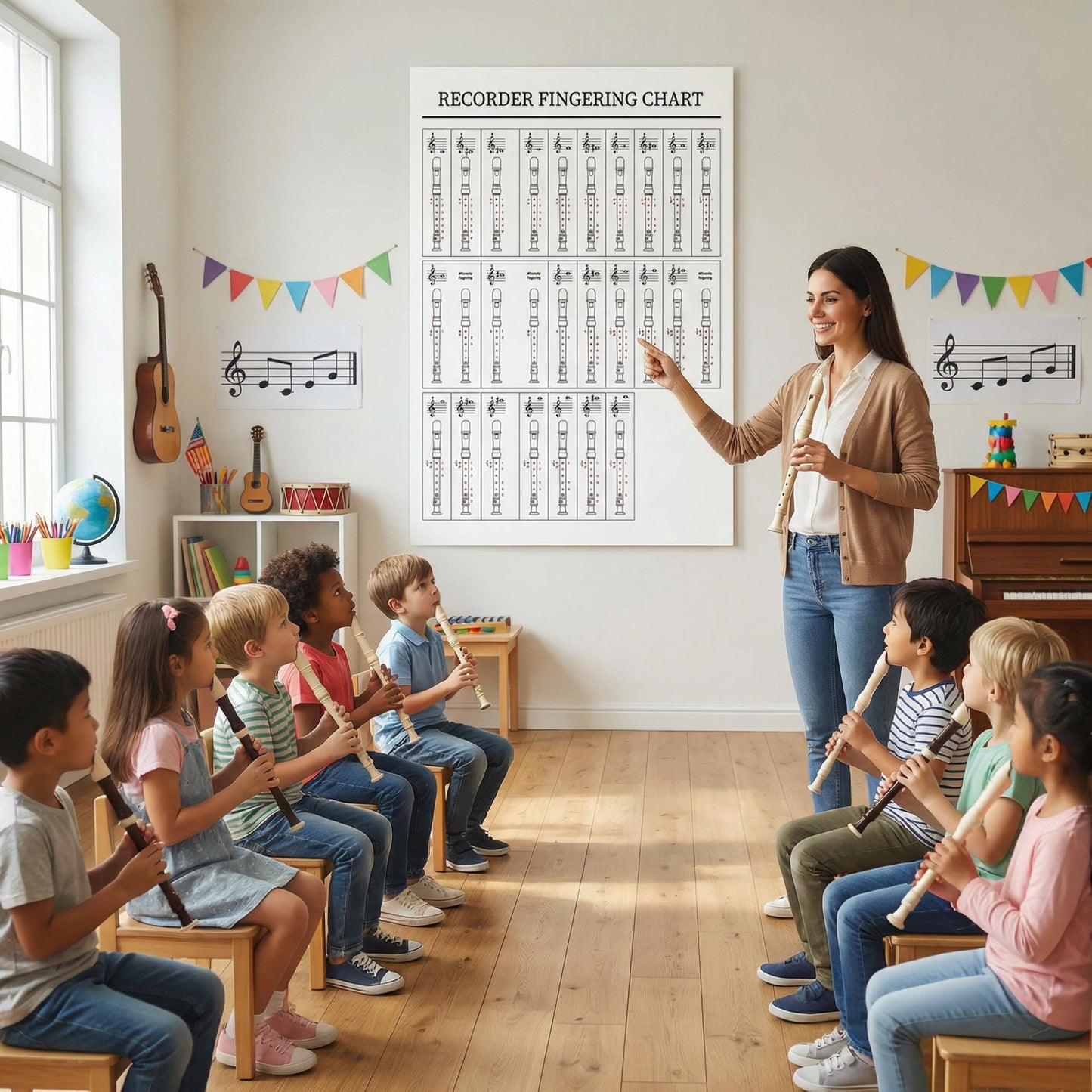 Recorder Fingering Chart – Beginner Music Poster | Printable PDF & Digital Download
