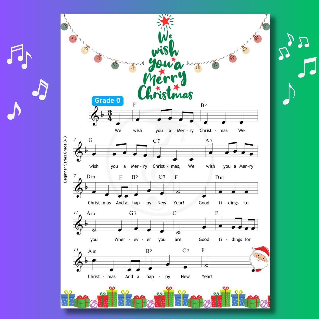 We Wish You A Merry Christmas | Easy Holiday Songs With Color Coded Notes & Tutorial Video Beginner Piano Sheet Music
