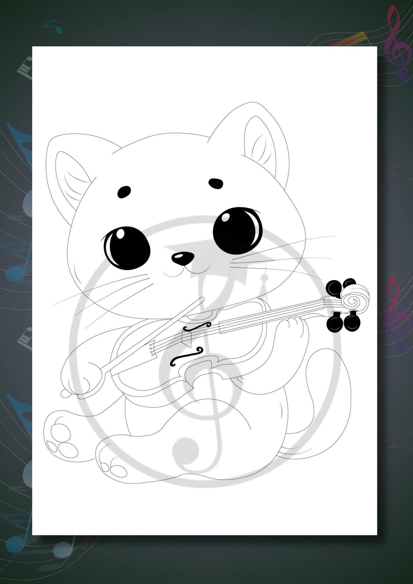 Animals Playing Instruments Coloring Book sheet featuring an animal playing the oboe, presented as a single-instrument page to reinforce visual learning and music vocabulary.
