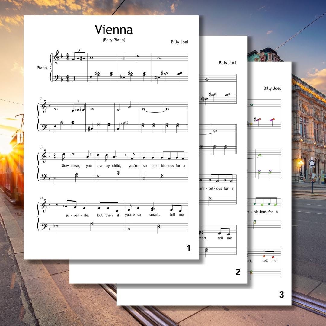 Vienna by Billy Joel | Grade 4 Printable PDF & Tutorial Video