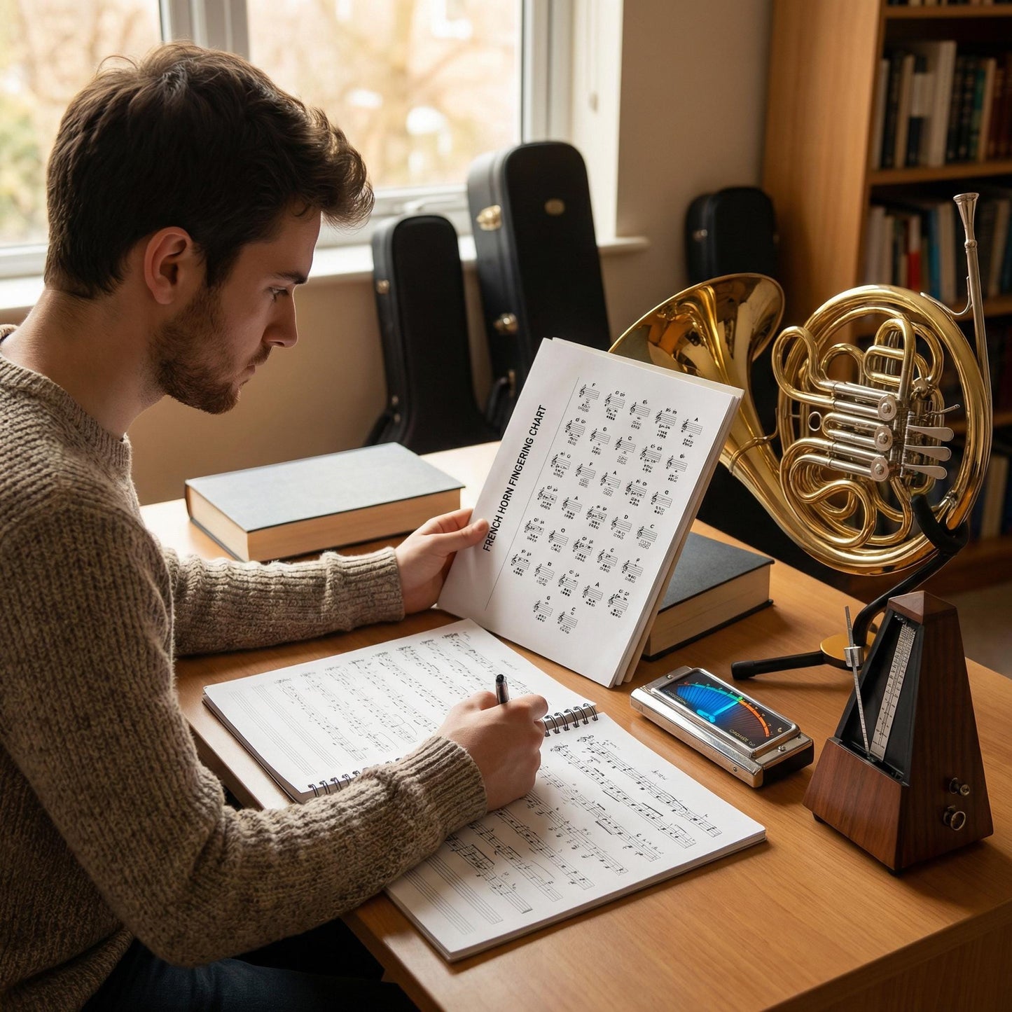 French Horn Fingering Chart – Printable Horn Chart | Brass Music Poster PDF Download