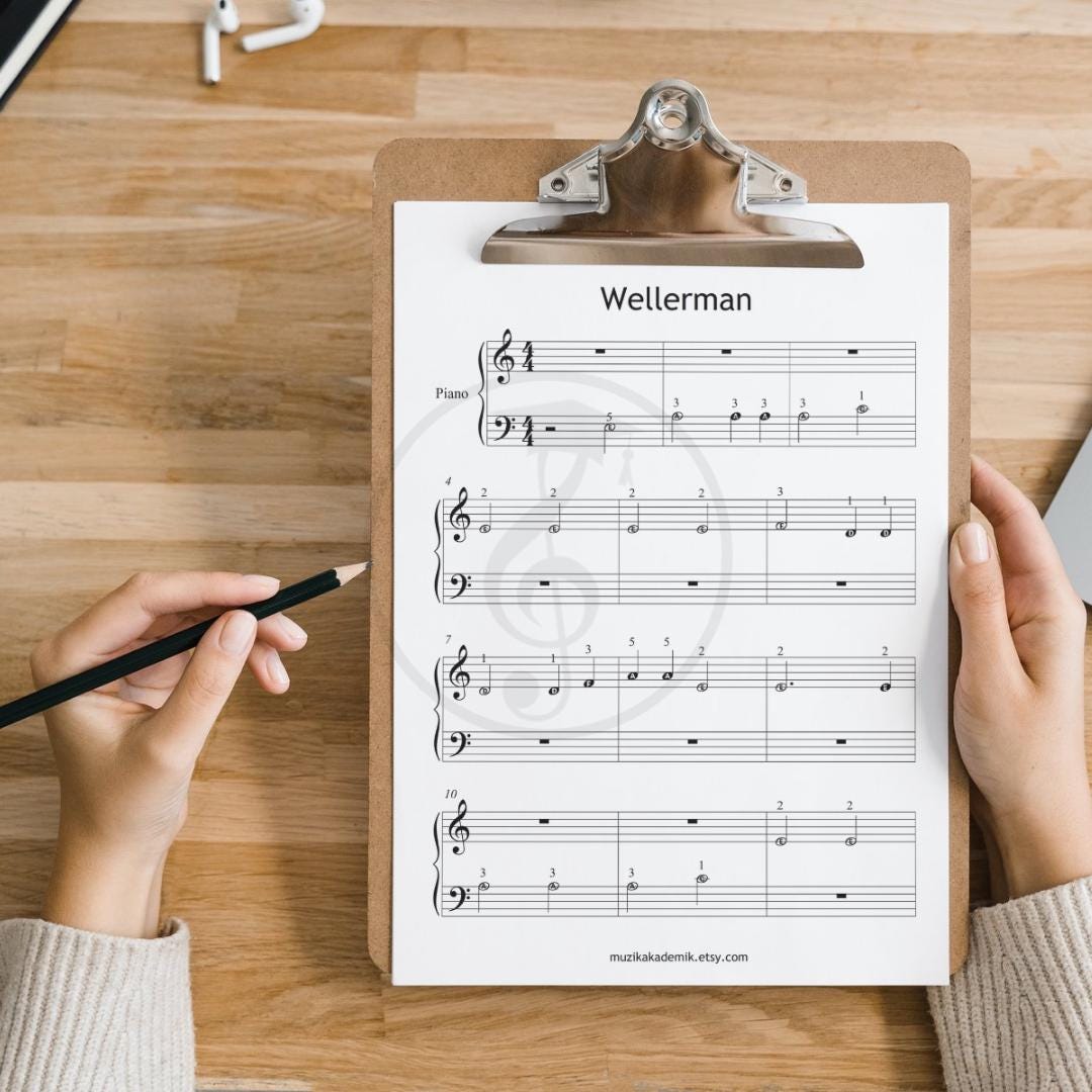 Wellerman - Grade 1 Simplified Easy Piano Sheet for Beginners | Sea Shanty PDF + Letter Notes + MP3 | Color-Coded Kids Edition