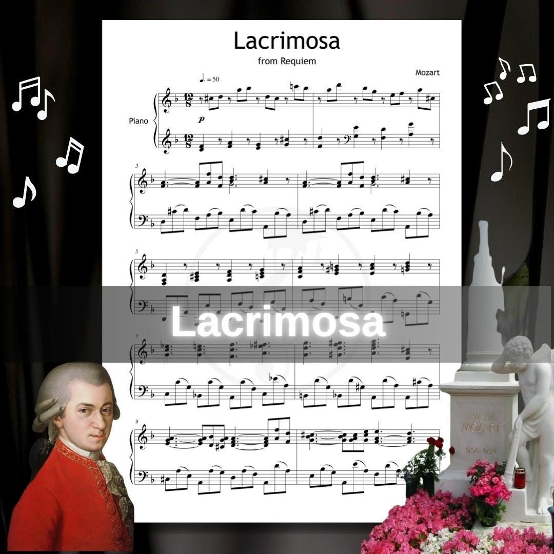 Lacrimosa by Mozart - Grade 6 Piano Music PDF Download with Video Tutorial