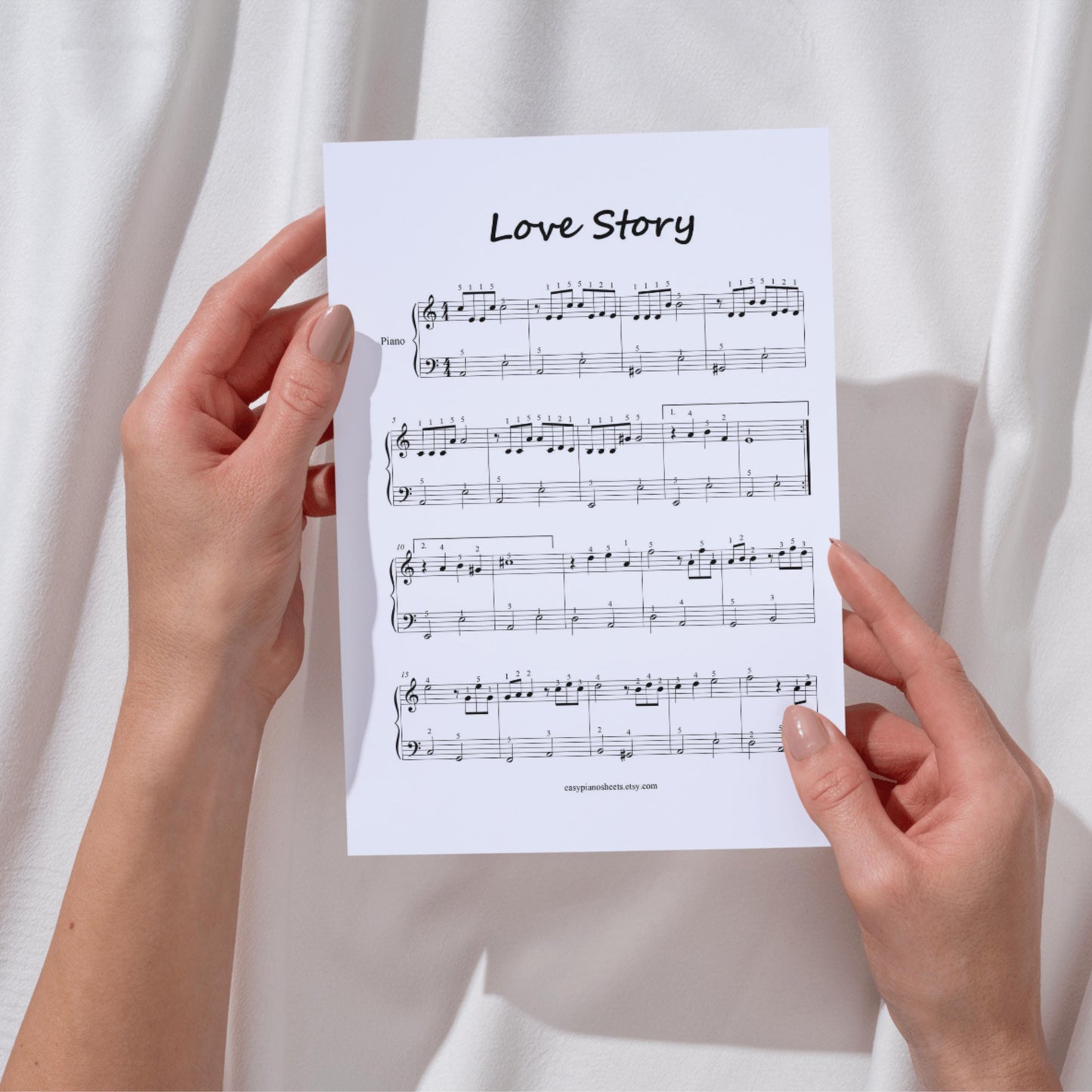 Love Story – Very Easy Piano Sheet Music (Digital Download with Finger Numbers)