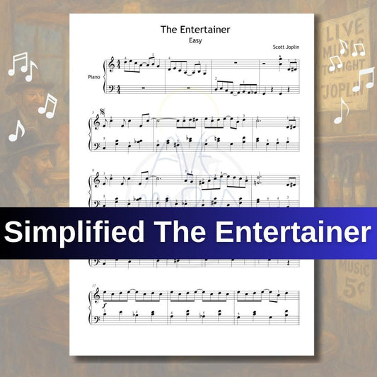 The Entertainer by Scott Joplin | Simplified Ragtime Piano PDF- Easy Piano Sheet Music