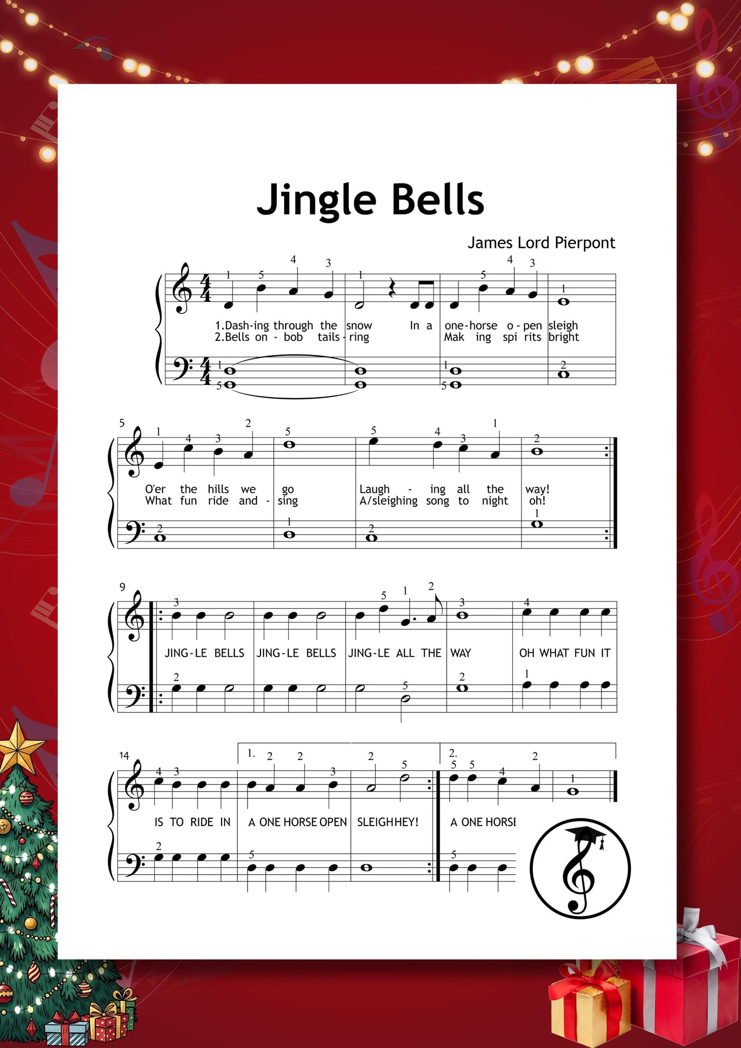 30 Best Christmas Songs Easy Piano Album – Grade 1 sheet music for beginners with lyrics and finger numbers. Features Jingle Bells, O Holy Night, Silent Night, Joy to the World, White Christmas, The First Noel, We Wish You a Merry Christmas, Carol of the Bells, Hallelujah, Feliz Navidad, and Deck the Halls. Ideal Christmas piano gift for kids and festive music lovers, printable PDF easy piano instant download.