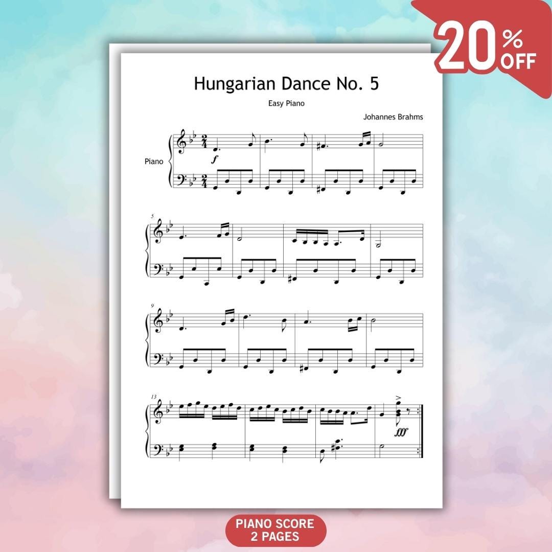 Hungarian Dance No. 5 by Johannes Brahms | Grade 3 Simplified Digital Sheets & Video Guide