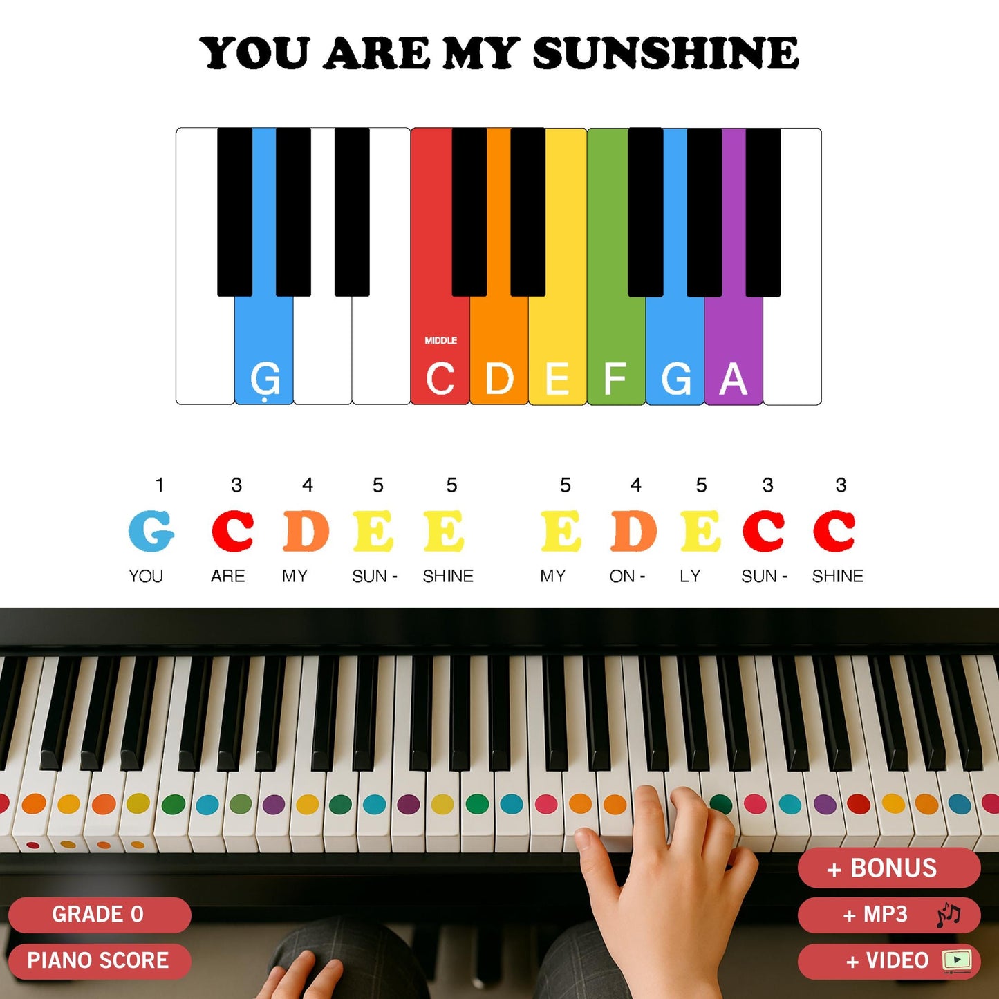 You Are My Sunshine - Traditional | Beginner Piano Sheet Music Easy One Hand PDF Download