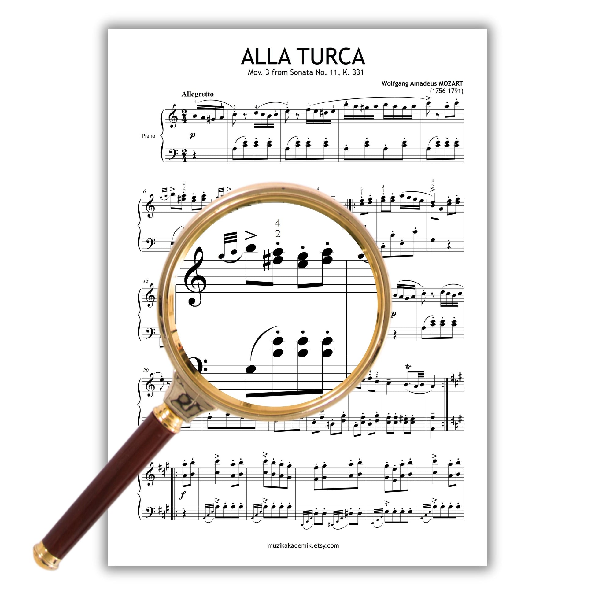 Alla Turca (Turkish March) by Mozart - Grade 6 - Advanced Piano Sheet Music with Fingerings