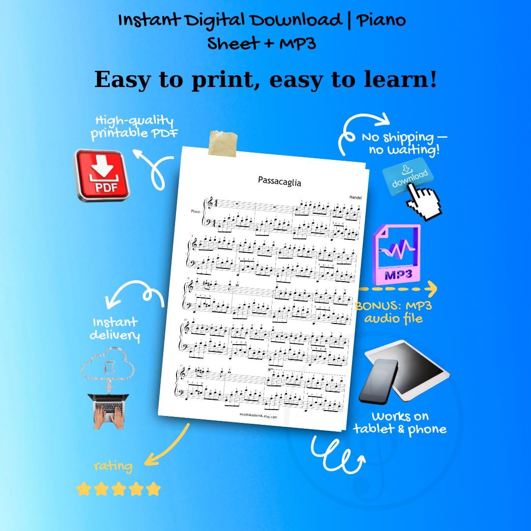 Passacaglia - Handel and Halvorsen | Grade 5 Baroque Piano Piece by Handel Halvorsen | Digital PDF Download
