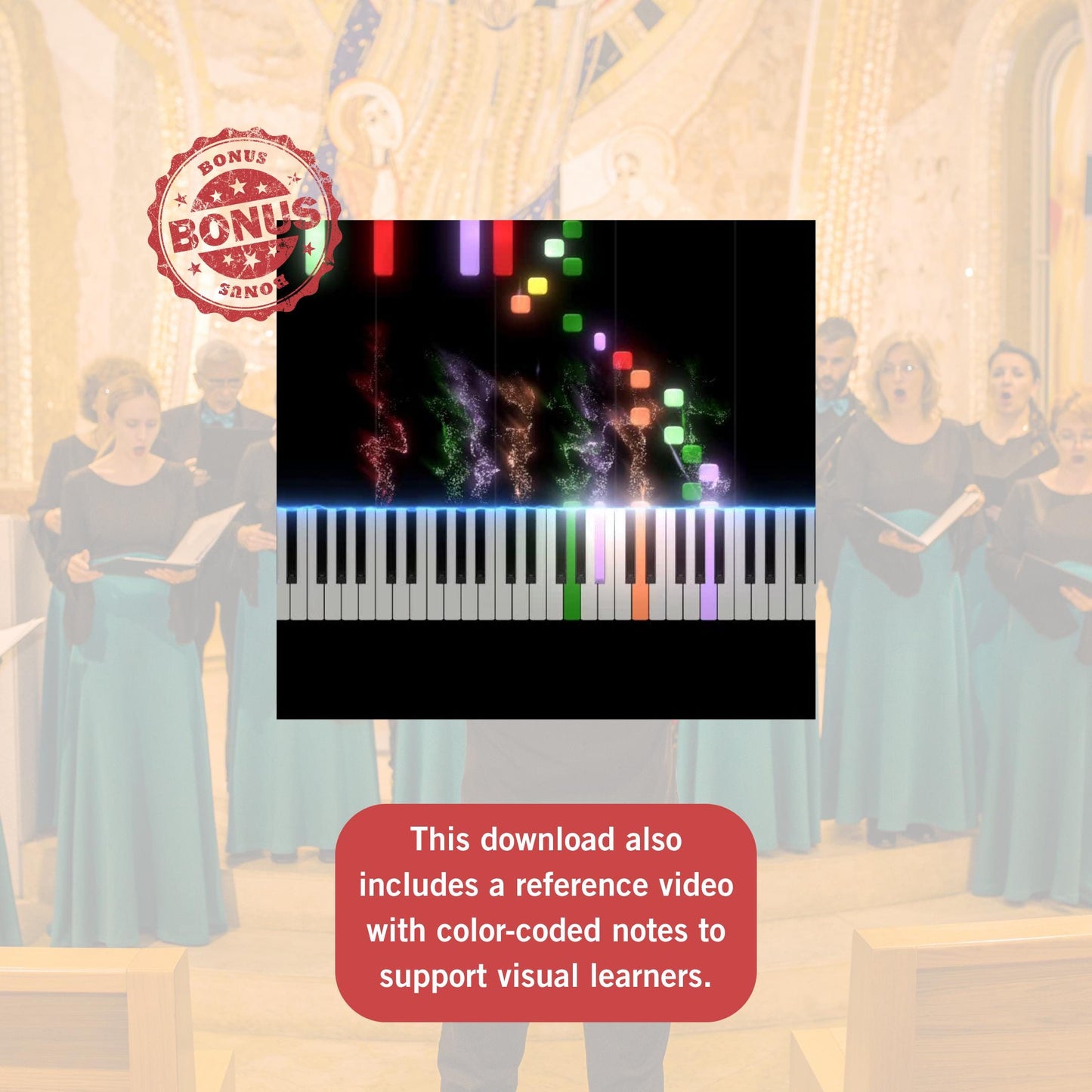 Choral and piano PDF score of Let There Be Peace on Earth by Sy Miller & Jill Jackson.
Video tutorial included for choir sectionals or full ensemble rehearsal support.