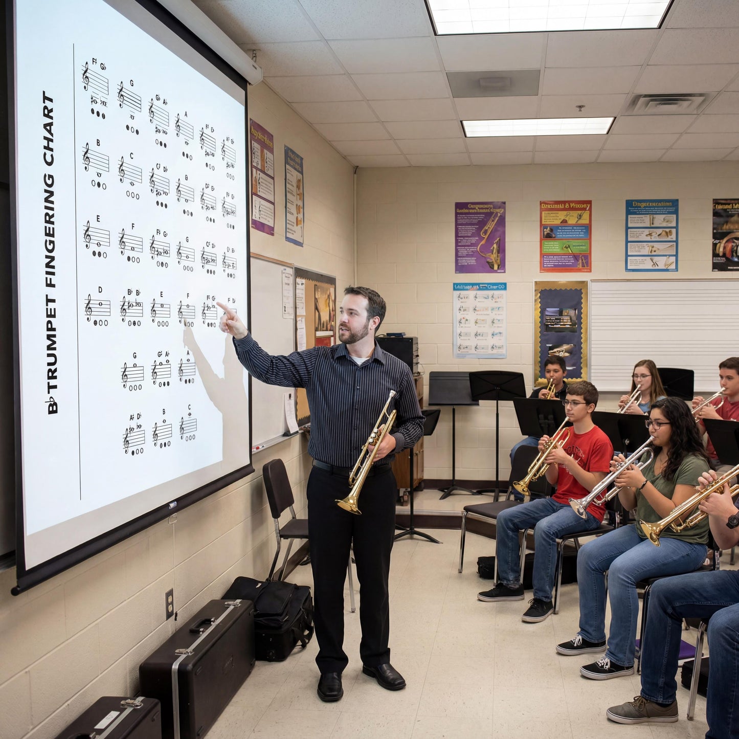 Trumpet Fingering Chart - Printable Brass Music Poster | Digital Download Guide