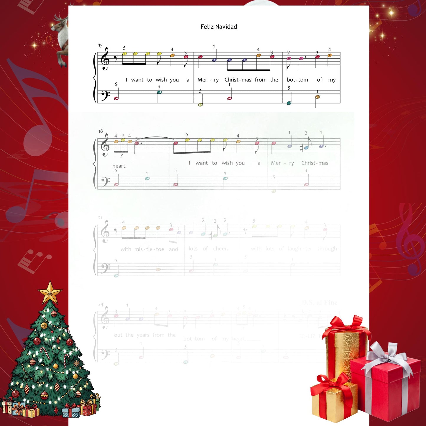 Feliz Navidad by José Feliciano beginner piano sheet music PDF presents a printable Grade 1 version with lyrics, supporting quick lesson planning and joyful seasonal engagement.

Feliz Navidad by José Feliciano beginner piano sheet music PDF highlights an energetic Christmas melody with lyrics and simplified movement, suitable for children and beginners of all ages.

Feliz Navidad by José Feliciano beginner piano sheet music PDF gives teachers and learners