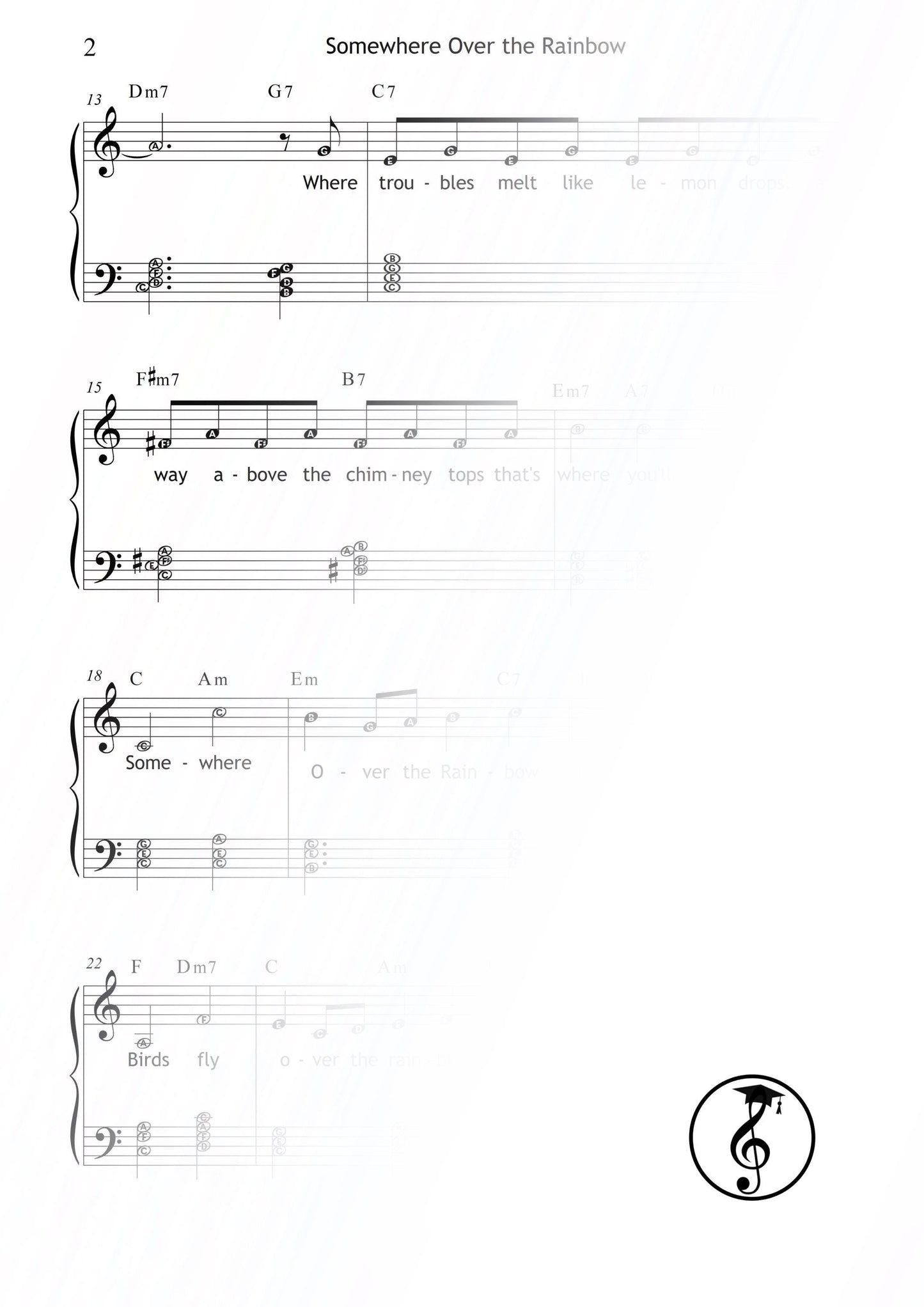 Somewhere Over the Rainbow | Classic Movie Song PDF – Grade 3 Piano Sheet Music with Lyrics