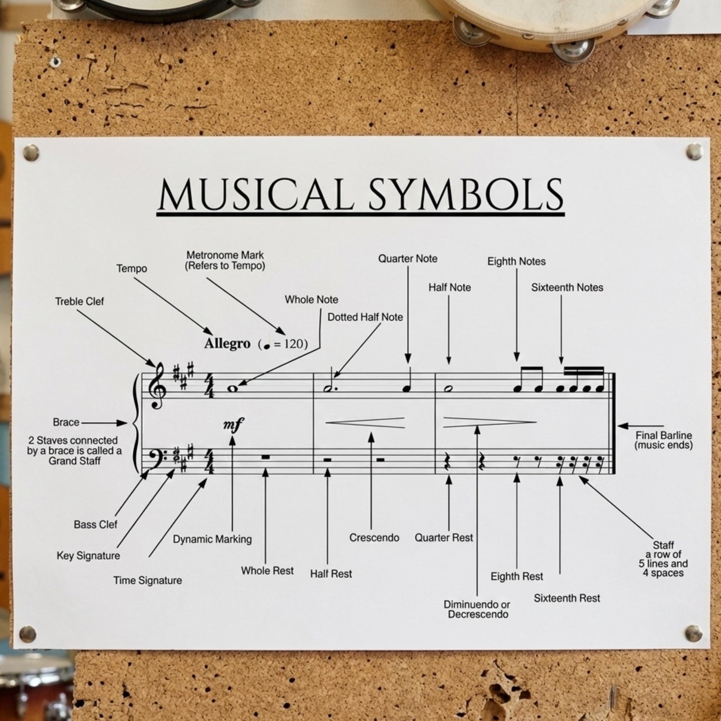 Musical Symbols Chart - Beginner Music Theory Chart | Printable PDF & PNG Download
