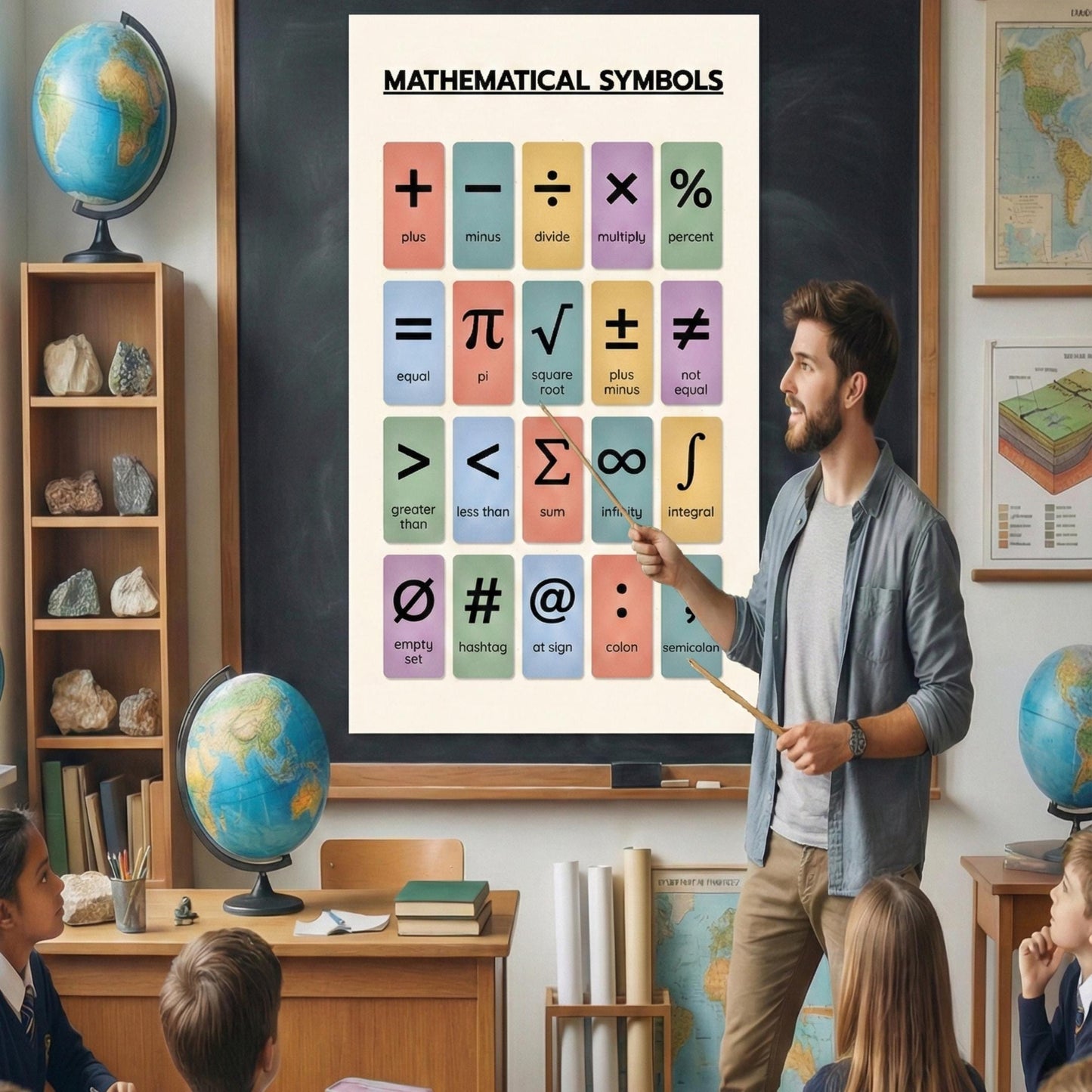 Mathematical Symbols Chart – Colorful Math Operators and Notation Poster | Printable Math Reference PDF