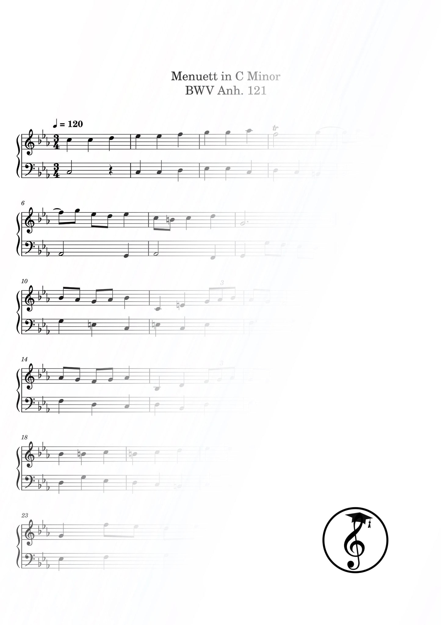 Notebook for Anna Magdalena Bach 16-piece scholarly edition by J.S. Bach, Grade 3–4 piano repertoire, digital PDF scores with professional engraving, perfect for ABRSM or Trinity exams, recital programs, and Baroque study.