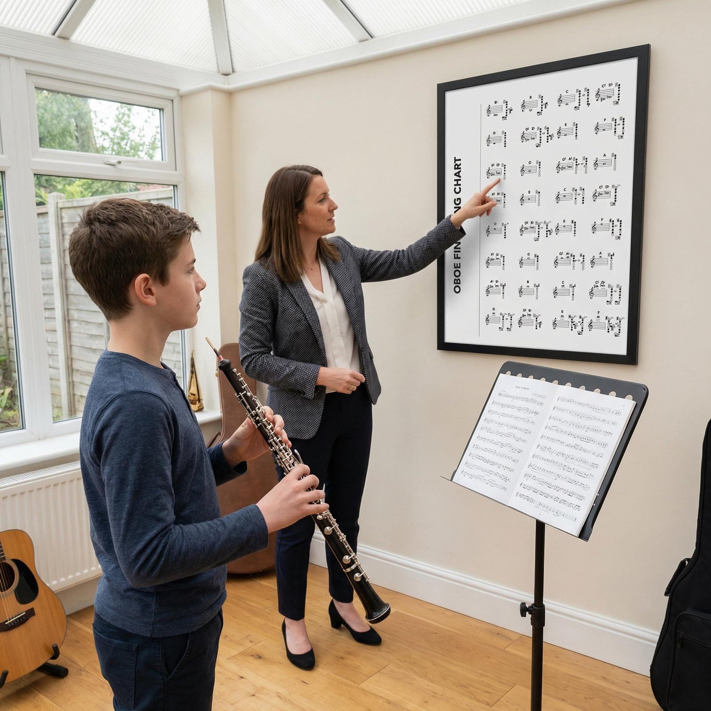 Oboe Fingering Chart – Printable Music Sheet | Woodwind Music Poster PDF Guide