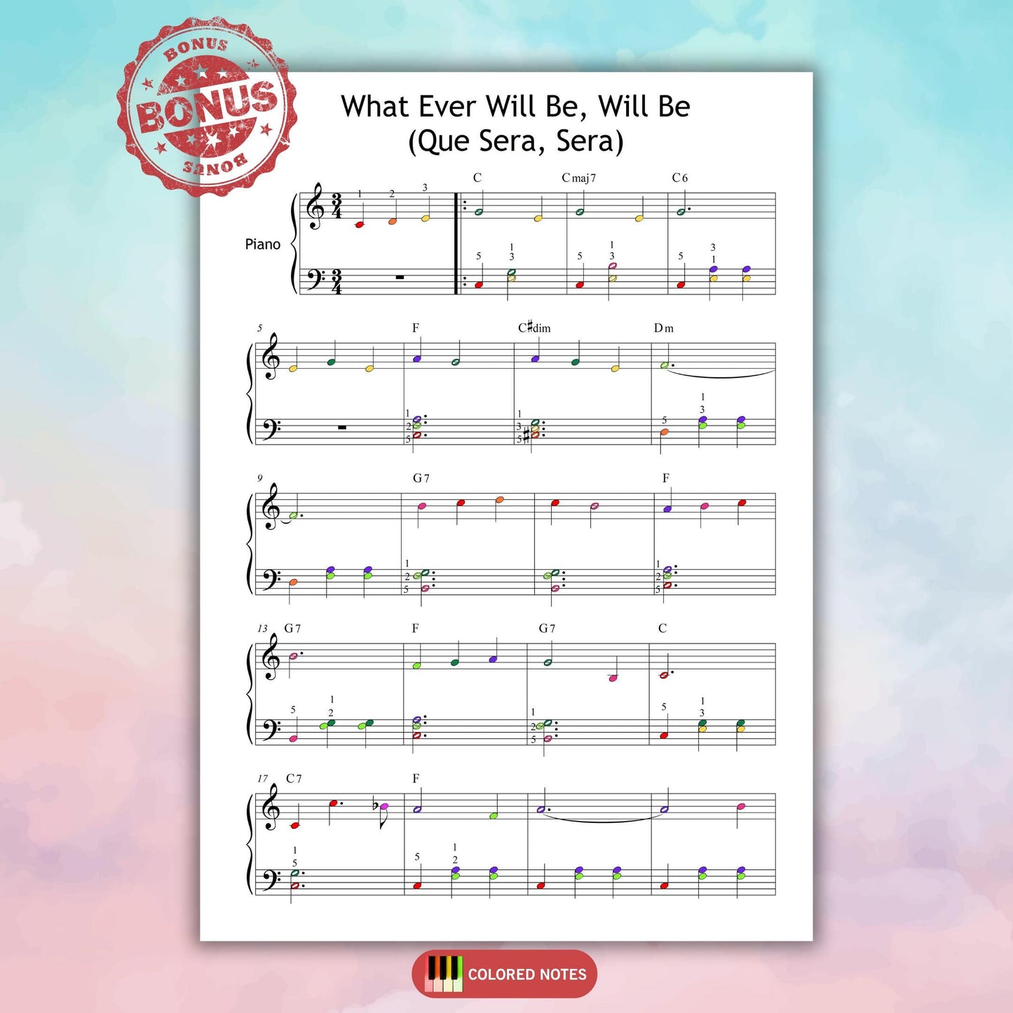 Que Sera Sera simplified sheet music for piano, Grade 2. This easy PDF arrangement captures the charm of Doris Day’s original song and is tailored for new players or casual pianists. Great for learning sessions or light performances.