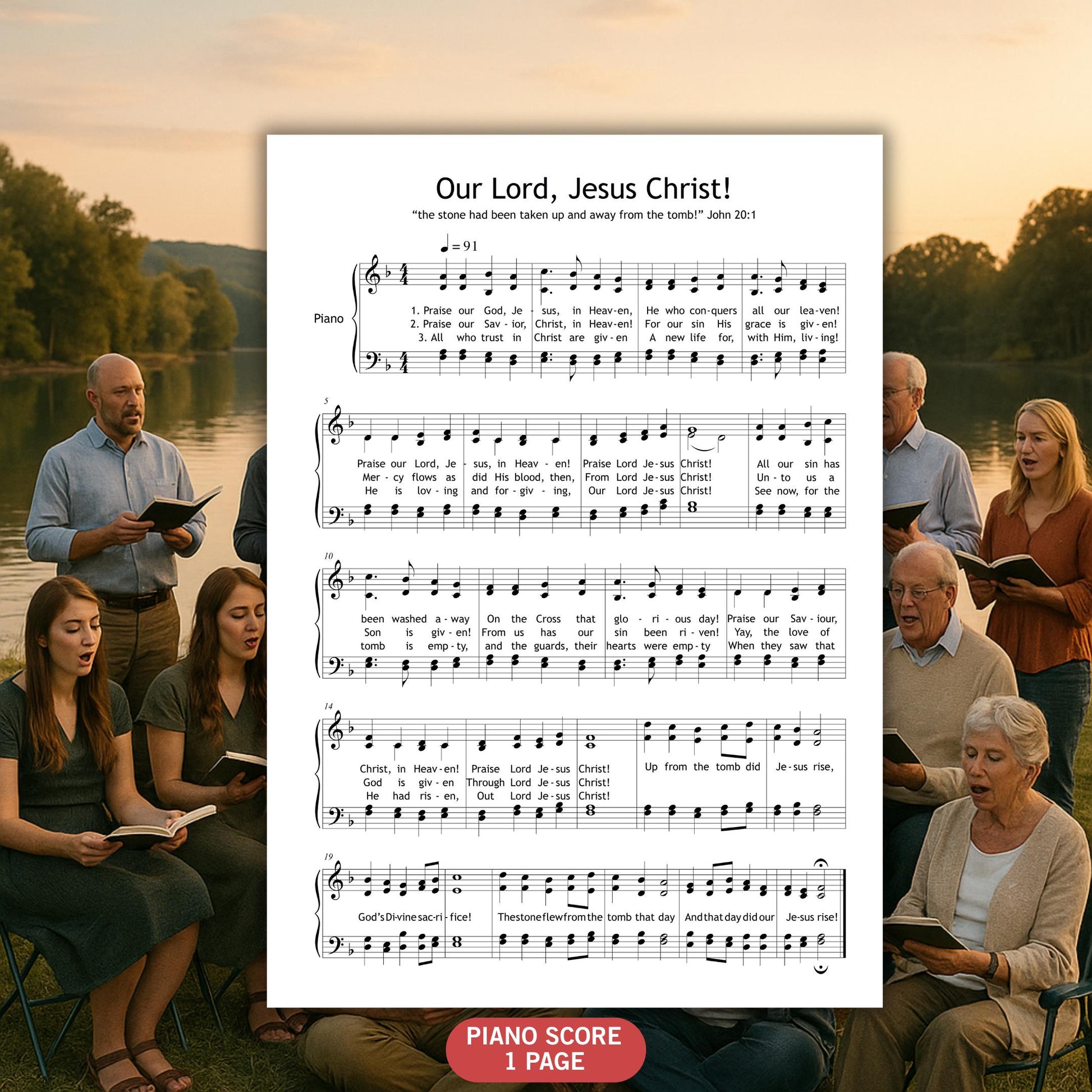 Our Lord, Jesus Christ hymn for SATB choir and piano – includes printable PDF with lyrics. Suitable for church performances and worship gatherings, this sacred score captures the power and peace of Christ-centered praise.