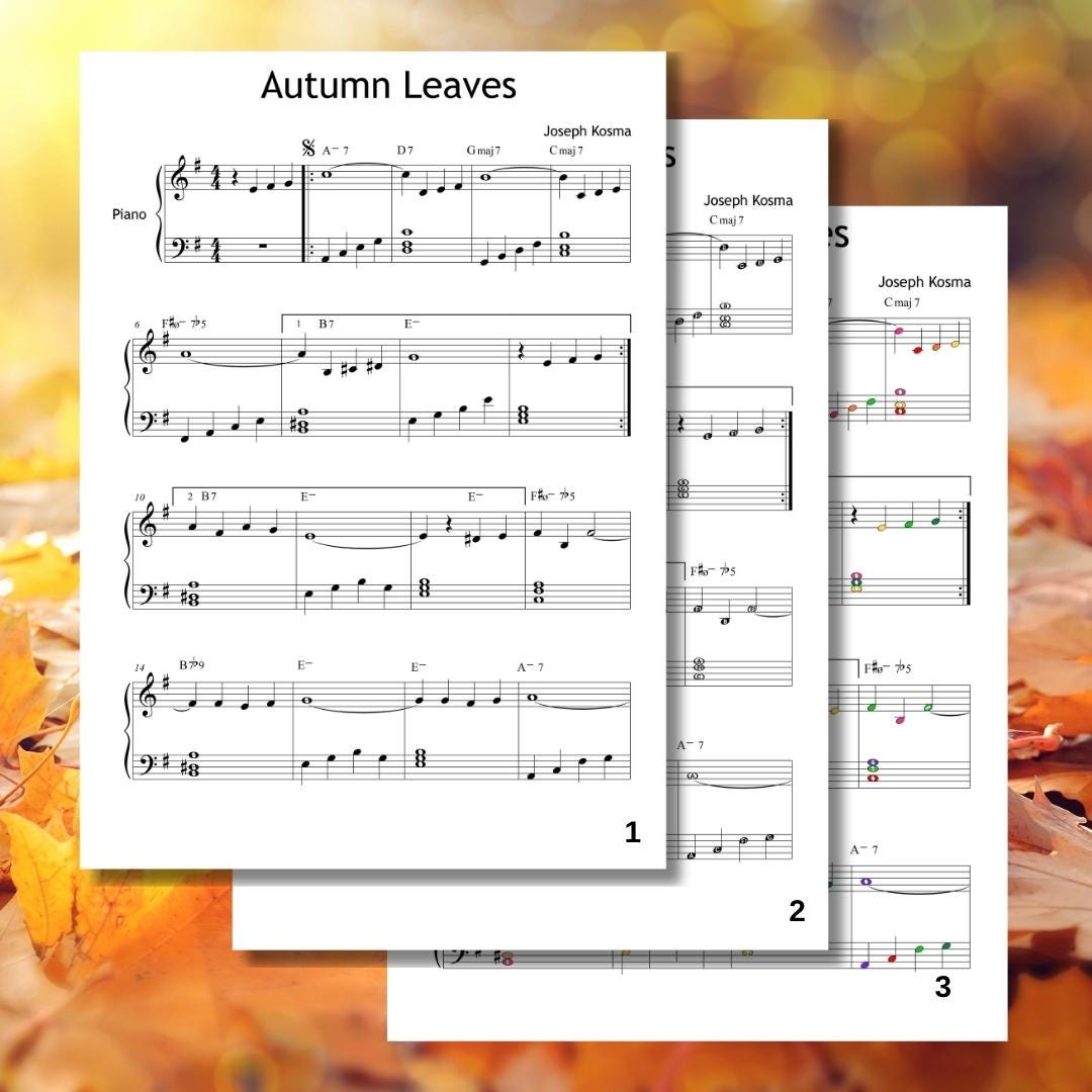 Autumn Leaves Piano Sheet - Grade 2-3 Intermediate Piano Music | Jazz Solo PDF & Video