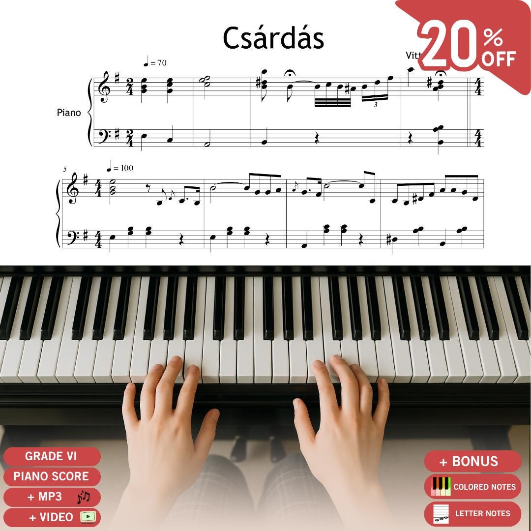 Csardas by Vittorio Monti | Grade 6 - Advanced Monti Piano Score Printable PDF & Video