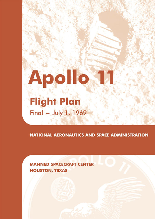 The image is a poster for the Apollo 11 flight plan, which was the final flight of the Apollo 11 mission. It features the spacecraft's footprint and the mission's flight plan, along with the date of the mission, July 1, 1969.