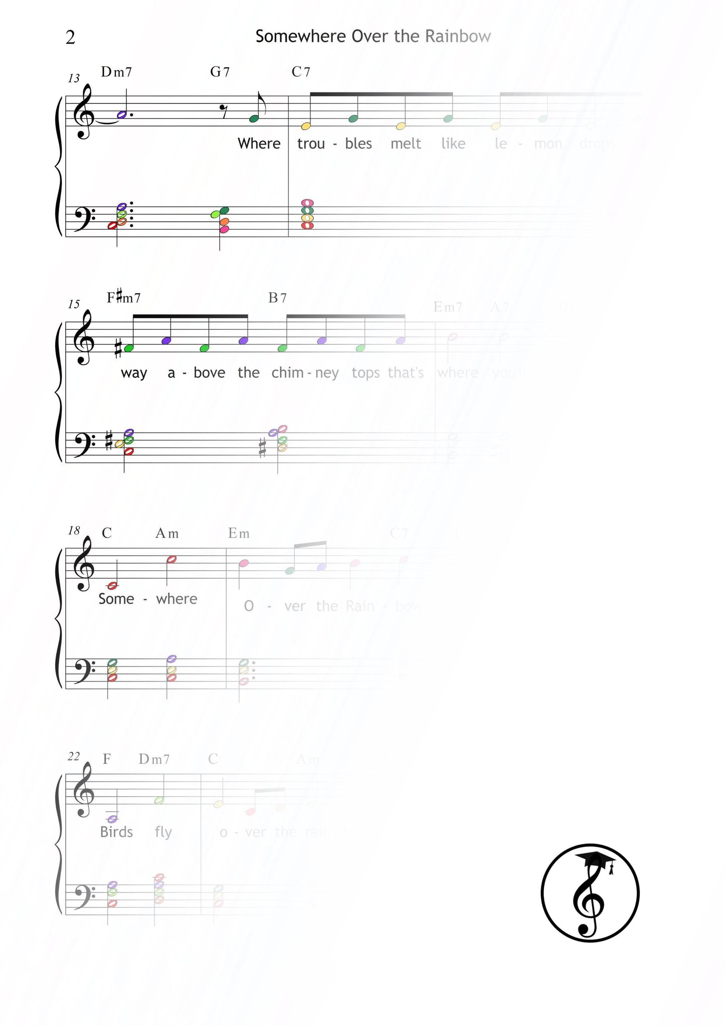 Somewhere Over the Rainbow | Classic Movie Song PDF – Grade 3 Piano Sheet Music with Lyrics