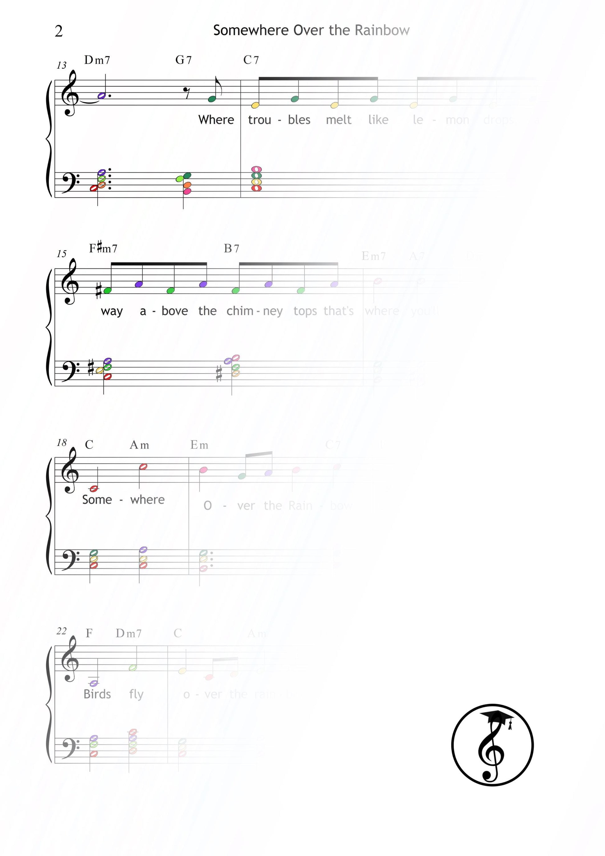 Somewhere Over the Rainbow | Classic Movie Song PDF – Grade 3 Piano Sheet Music with Lyrics