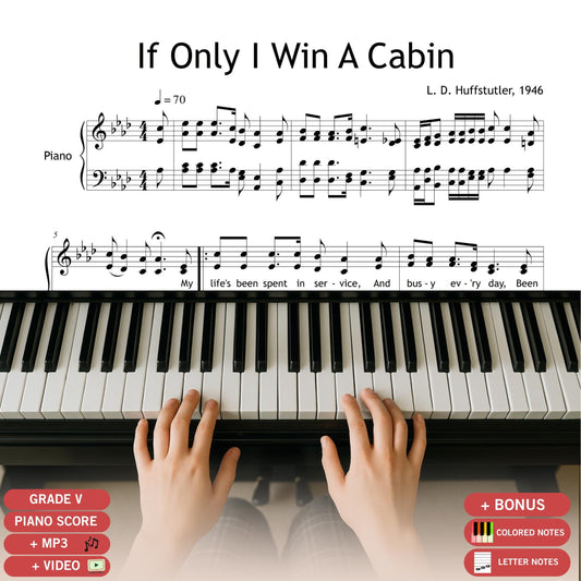 If Only I Win A Cabin by L.D. Huffstutler, SATB choir and piano sheet music in printable PDF format.
A heartfelt 1946 gospel hymn about heavenly hope and humility, perfect for Southern Gospel concerts and church services.