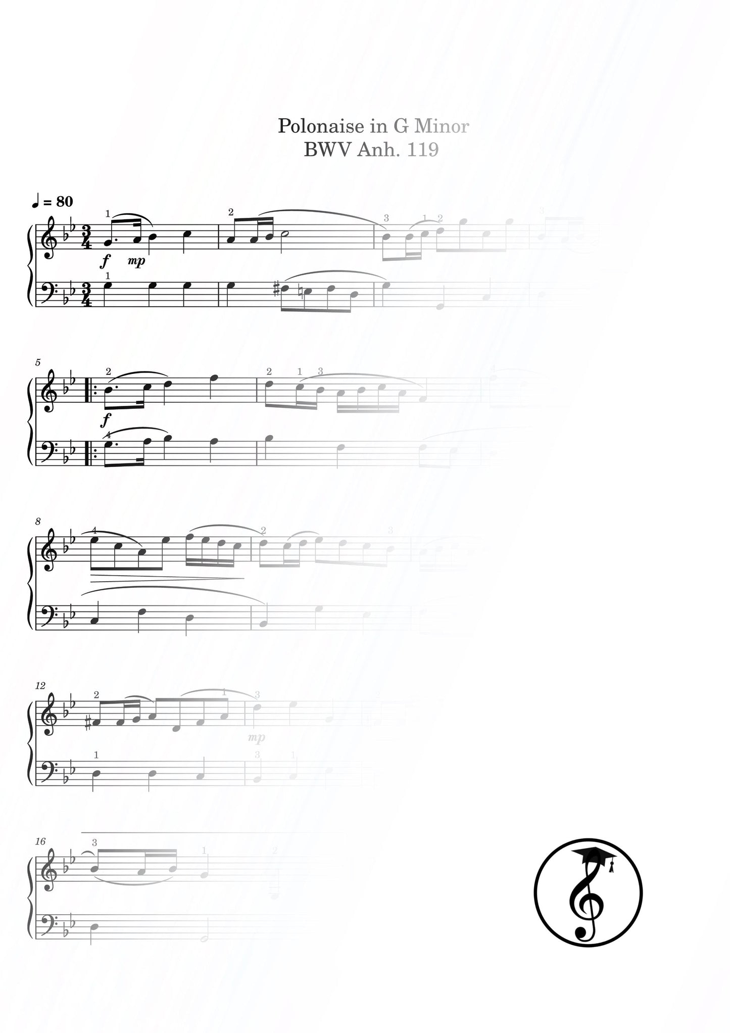 Notebook for Anna Magdalena Bach complete 16-piece piano score bundle, Grade 3–4 sheet music, scholarly digital edition faithful to Bach’s style, suitable for recitals, exams, and music education in Baroque repertoire.