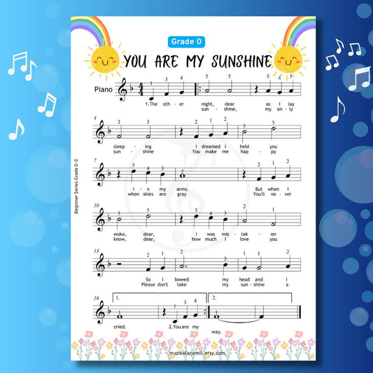 You Are My Sunshine | Color Coded Notes & Video Tutorial for Preschool Kids