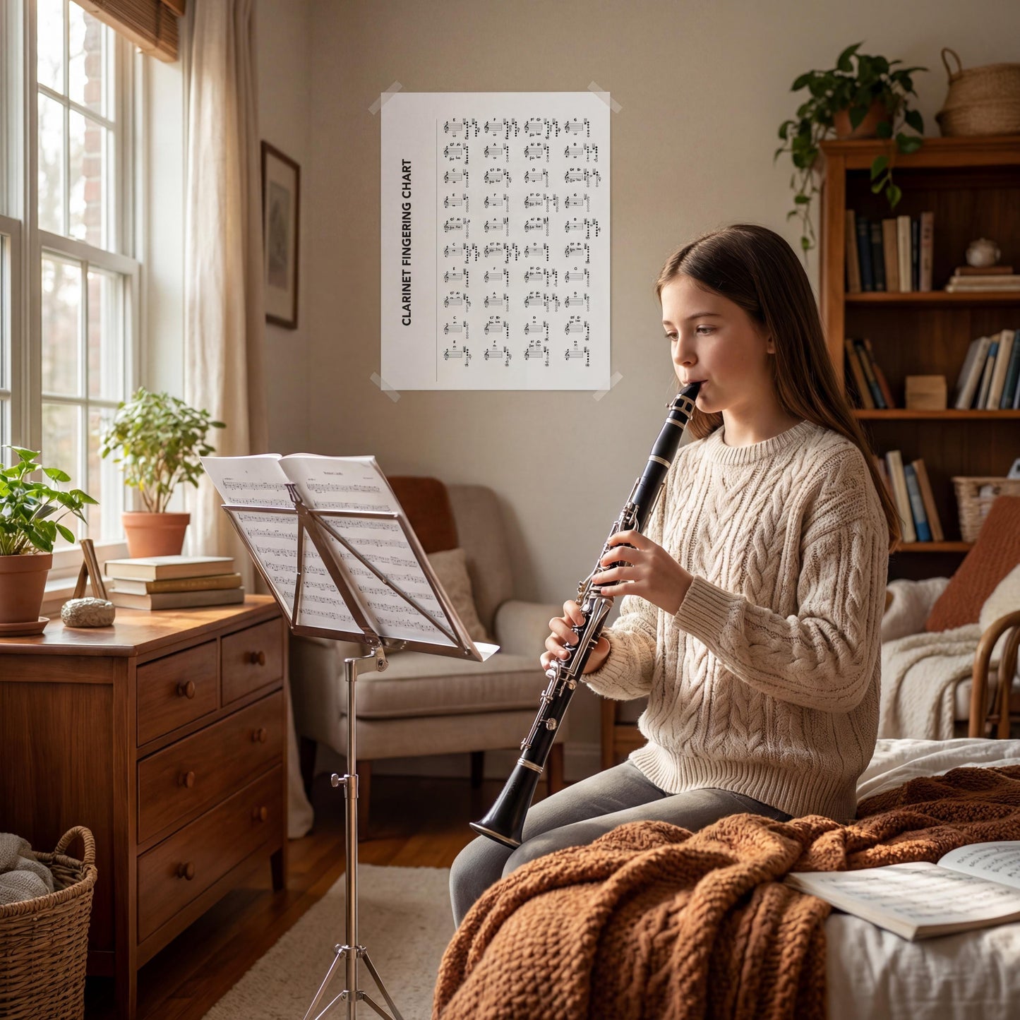 Clarinet Fingering Chart - Printable Clarinet Chart & Easy Note Diagram Poster
