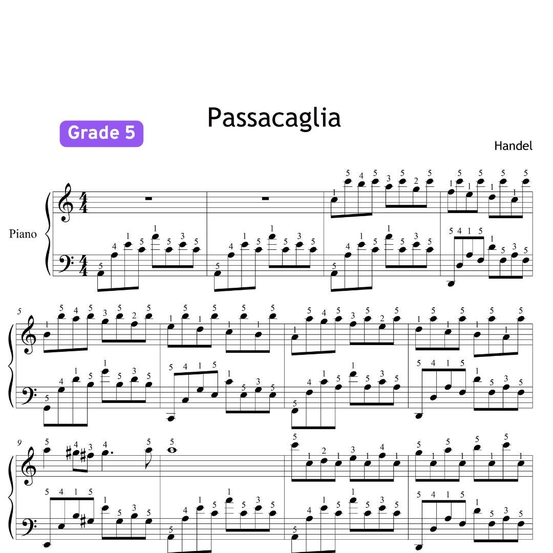 Passacaglia - Handel and Halvorsen | Grade 5 Baroque Piano Piece by Handel Halvorsen | Digital PDF Download