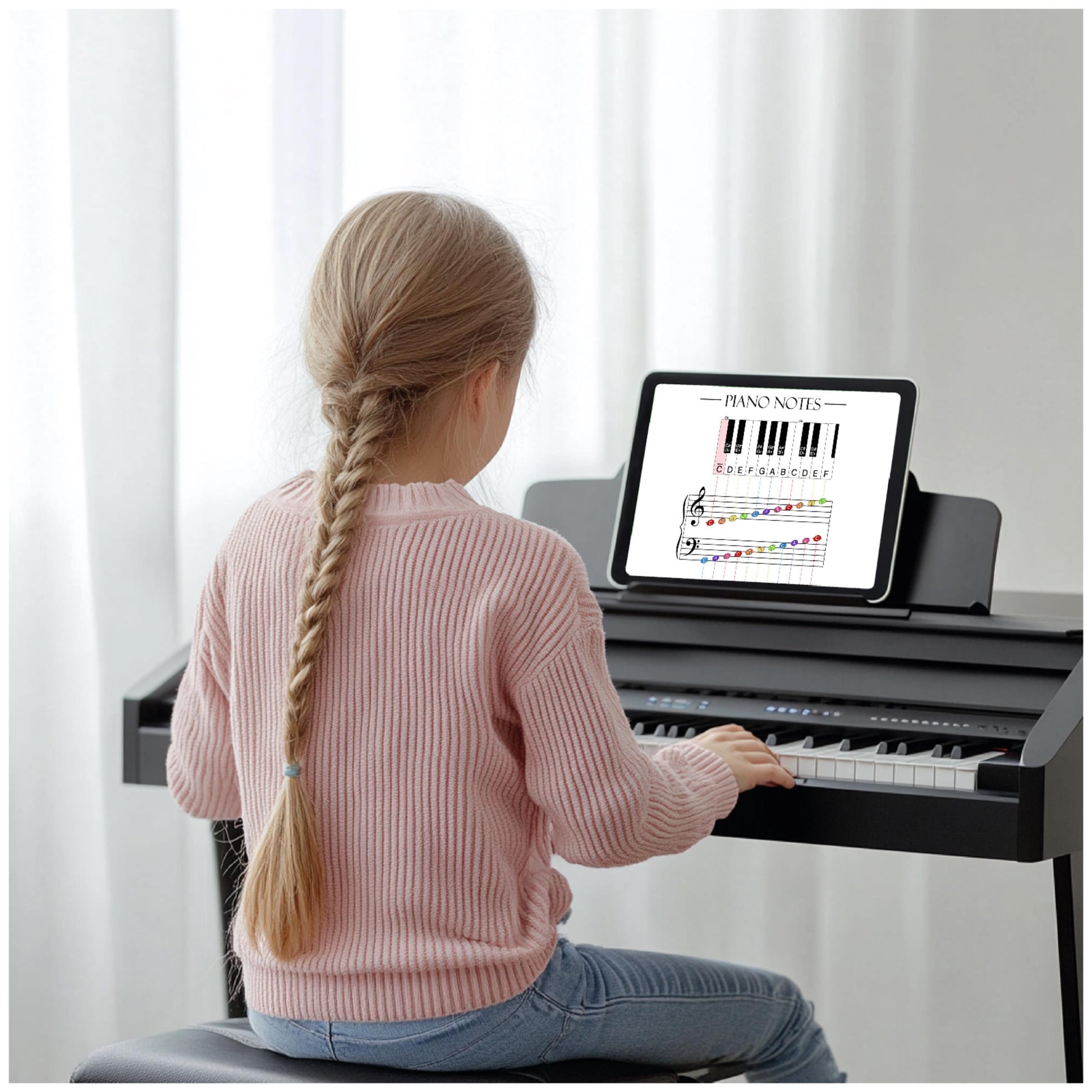 Piano Notes Poster for Beginners, Piano Notes Guide for Music Students, Music Theory Printable for Kids & Adults, Piano Teacher Resource