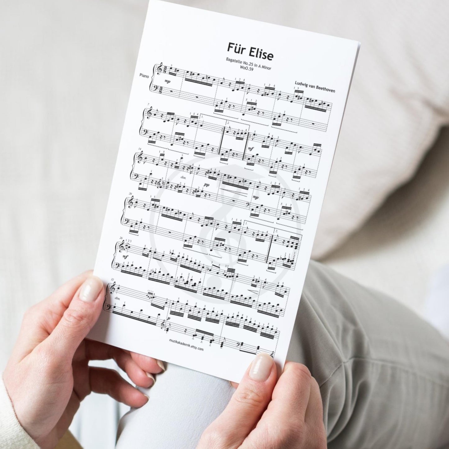 Fur Elise by Beethoven | Intermediate Piano PDF with Fingered Notes | Beethoven Score & Tutorial Video