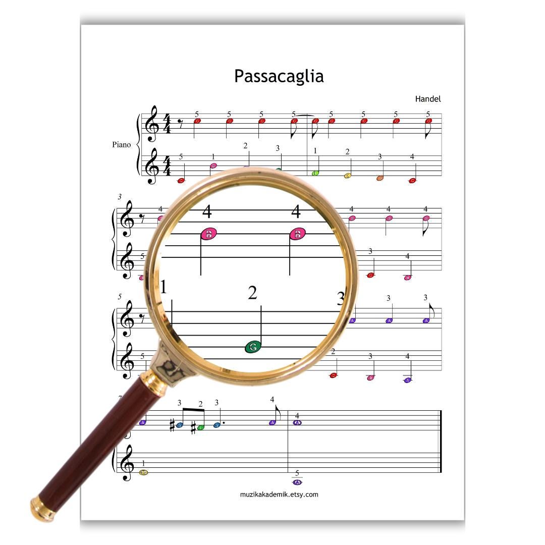 Passacaglia - Grade 1 Simplified Easy Piano Sheet | Beginner Handel Halvorsen Music PDF + MP3 + Video + Color Notes
