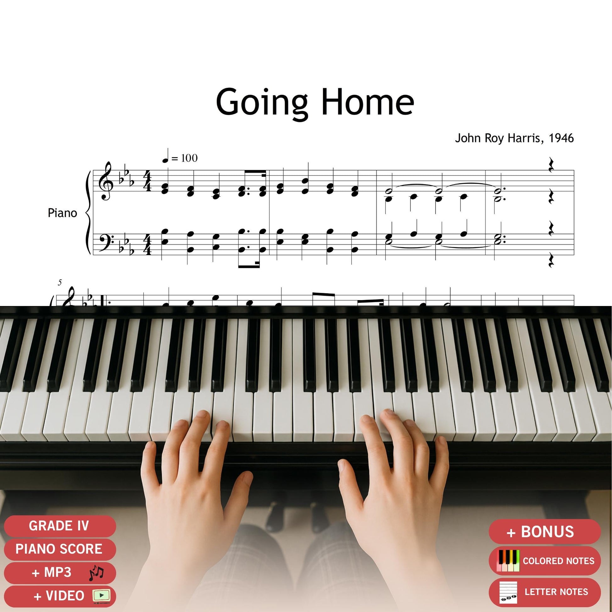 Going Home by John Roy Harris, SATB choir and piano sheet music in printable PDF format.
A touching gospel classic ideal for funerals, homecomings, church services, and spiritual remembrance events.